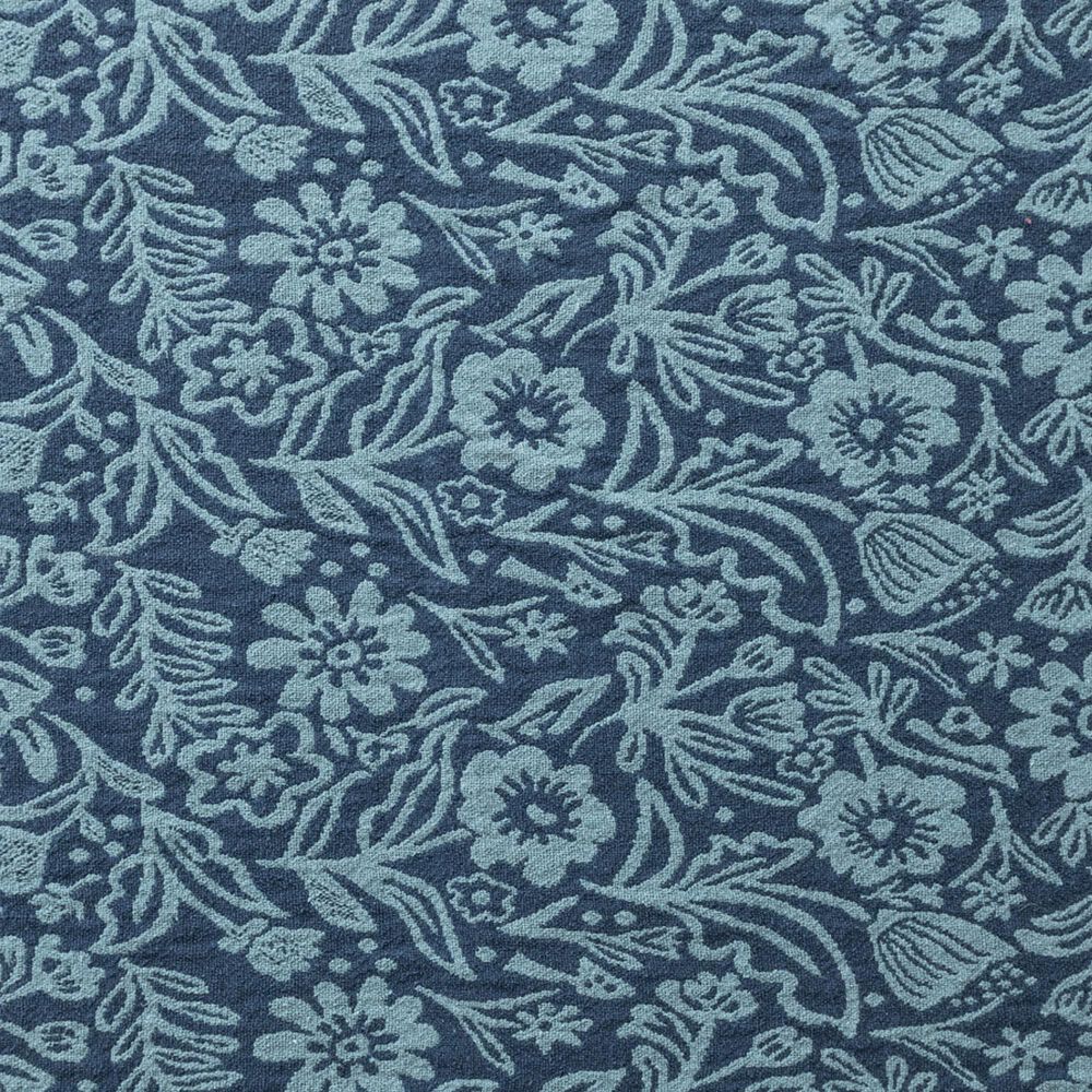 Creative Coop Happy House Woven Recycled Cotton Blend Throw in Blue and Light Blue, , large
