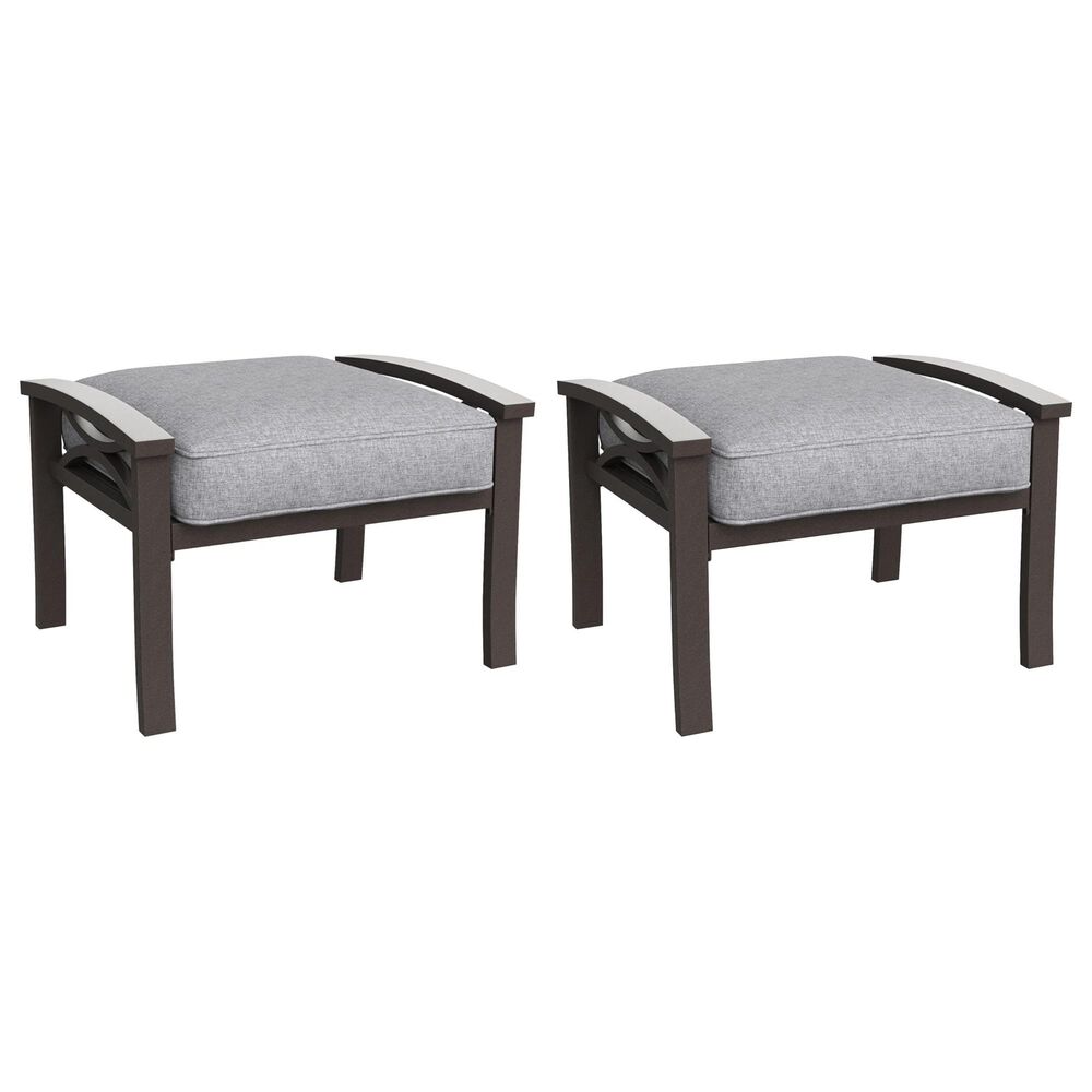 Hearth and Haven 26" Patio Ottoman in Dark Gray (Set of 2), , large