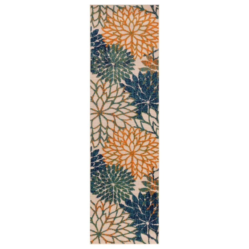 Nourison Aloha 2" x 6" Blue and Green Indoor/Outdoor Runner, , large