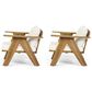 Hearth and Haven Outdoor Club Chair with Beige Cushion in Teak (Set of 2), , large
