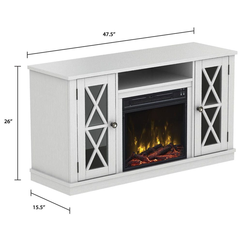 Fabio Flames 48&quot; TV Stand with Electric Fireplace in White, , large