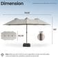 HOMLUX 15" Double-Sided Outdoor Market Umbrella with Sandbag Base and RGB LED Lights in Light Gray, , large