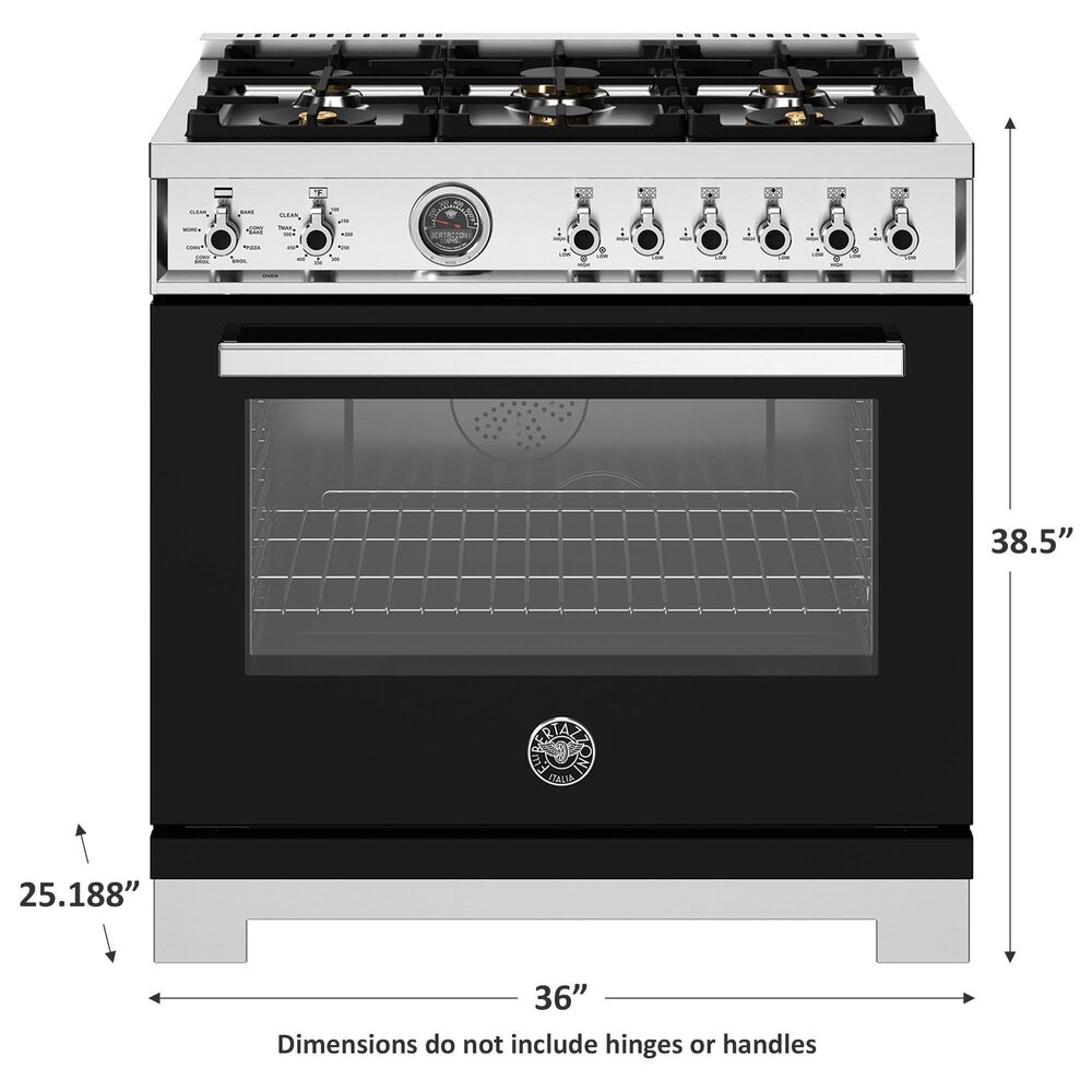 Bertazzoni Professional 5.7 Cu. Ft. Freestanding Dual Fuel Range in Nero, , large