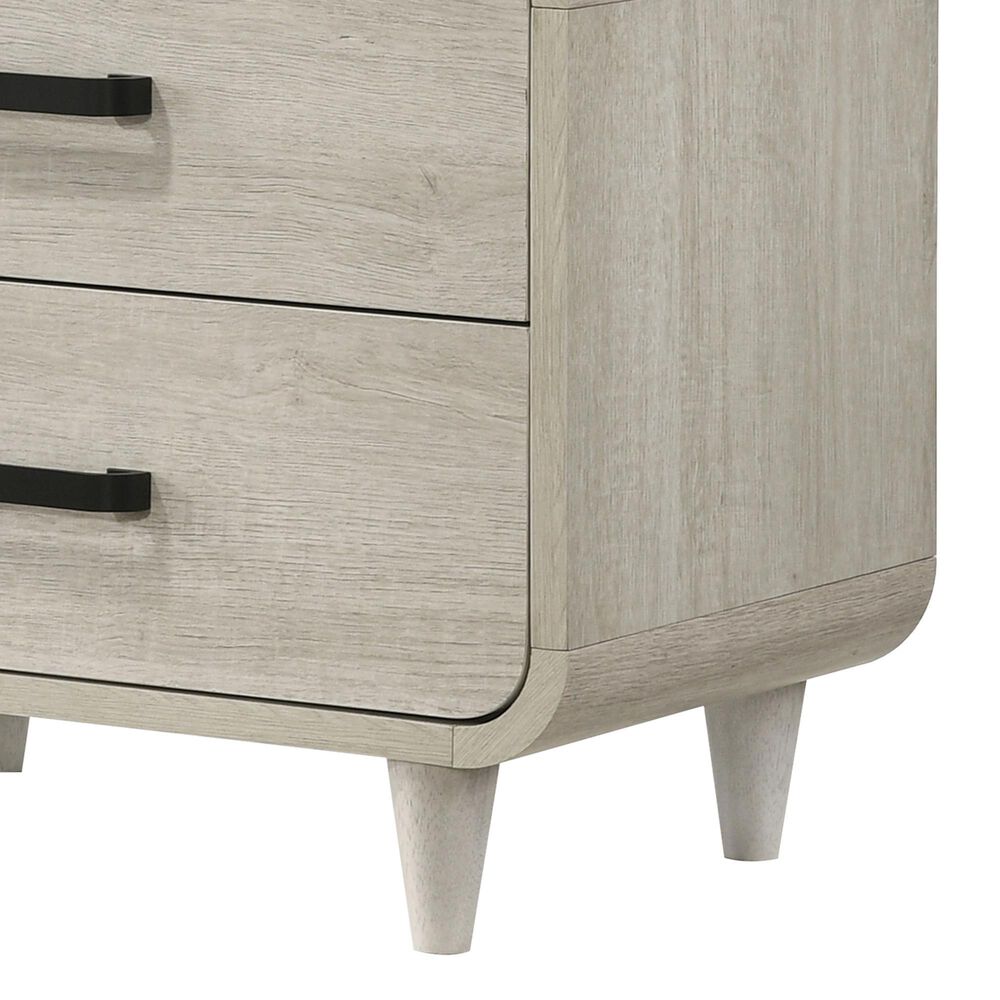 Crown Mark Nyomi King Panel Bed with Two Nightstands in White, , large