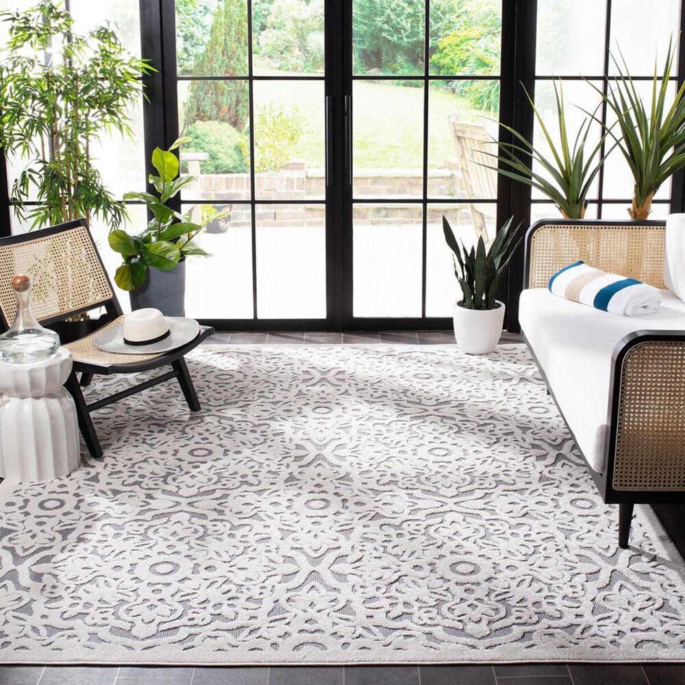 Safavieh Cabana CBN662A 9&#39; x 12&#39; Ivory and Grey Indoor/Outdoor Area Performance Rug, , large