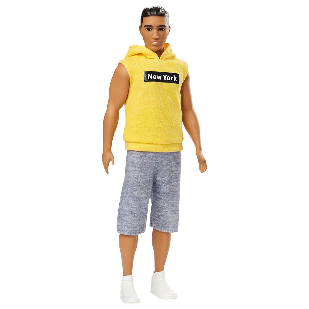 Barbie Ken Fashionistas Doll Wearing Yellow "New York" Hoodie, , large
