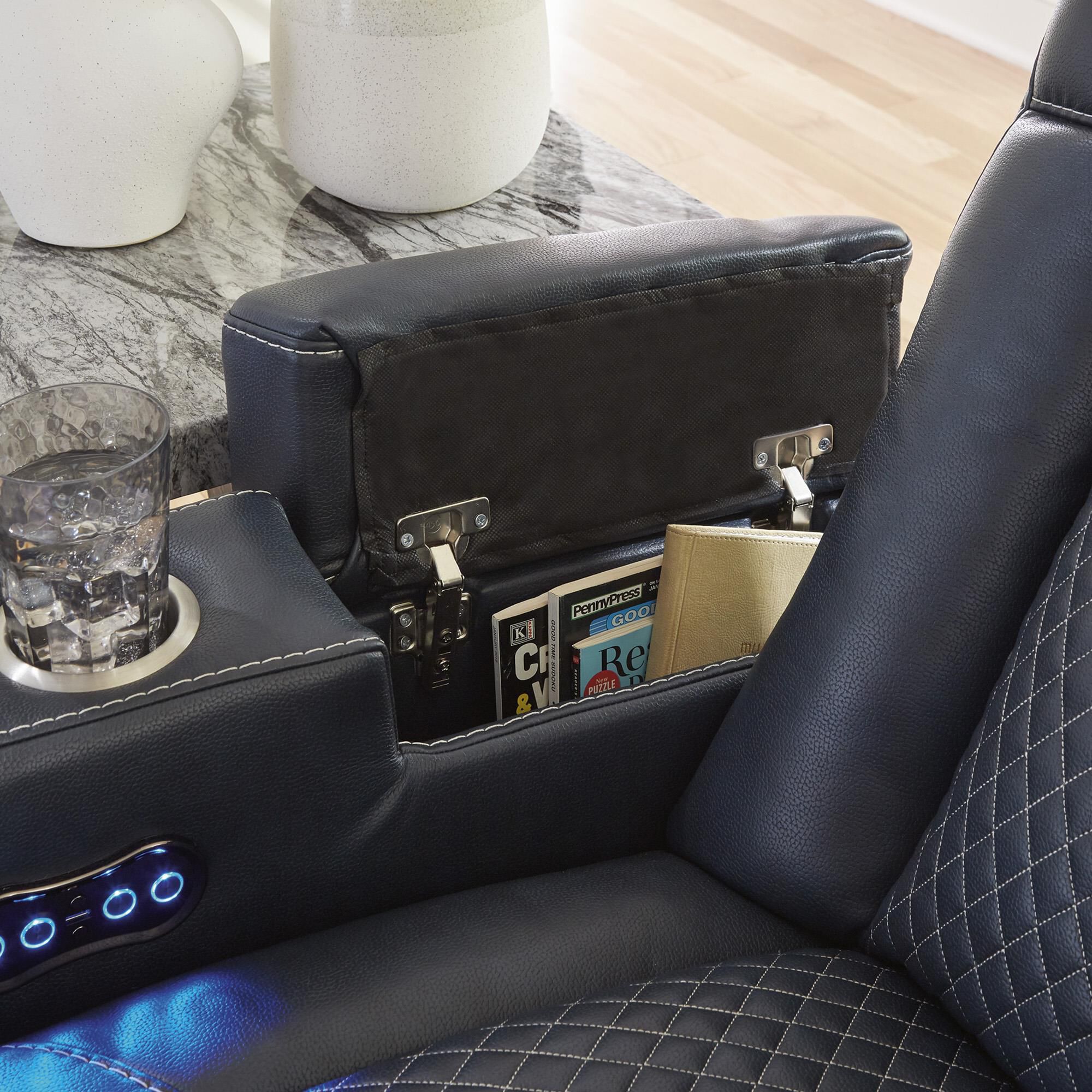 Ashley Fyne-Dyme Power Reclining Loveseat with Console and Power