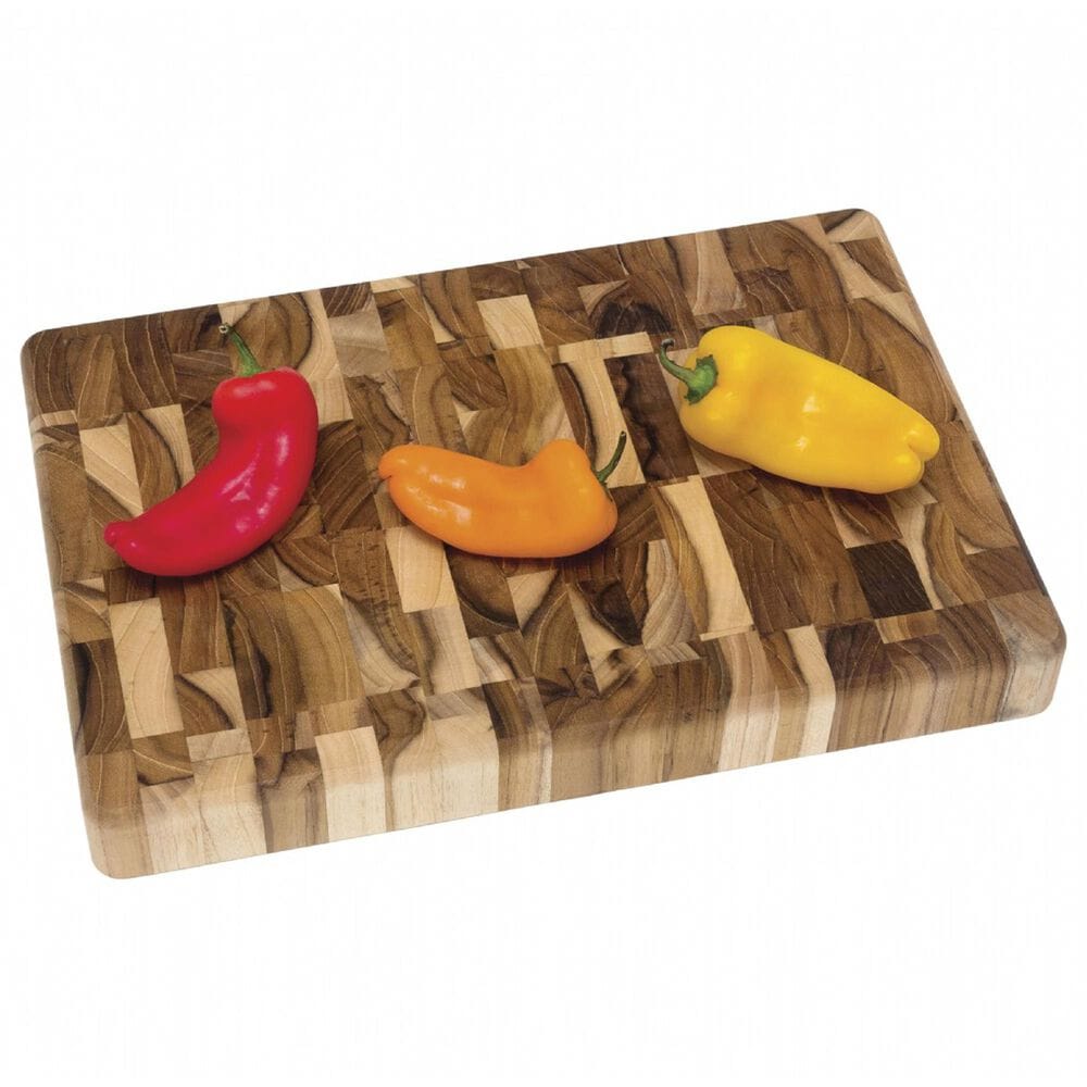 Lipper Small Teak End Grain Chopping Block in Brown, , large