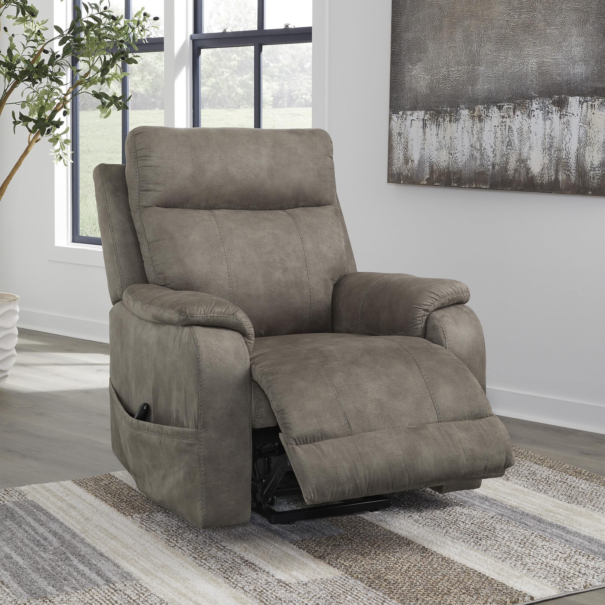 Ashley Crestmeade Power Lift Recliner in Fossil