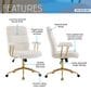 Rta Products Llc Elegant Textured Boucle Office Chair with Padded Arms in White, , large