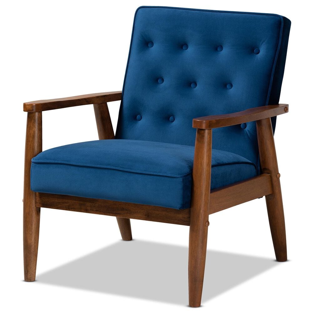 Baxton Studio Sorrento Arm Chair in Navy Blue, , large