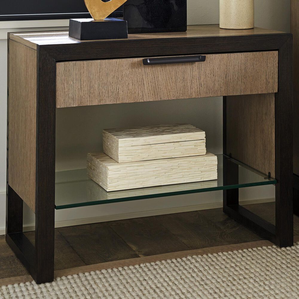 Lexington Furniture Zanzibar Ruso 1-Drawer Open Nightstand in Medium Taupe, Espresso and Dark Umber, , large