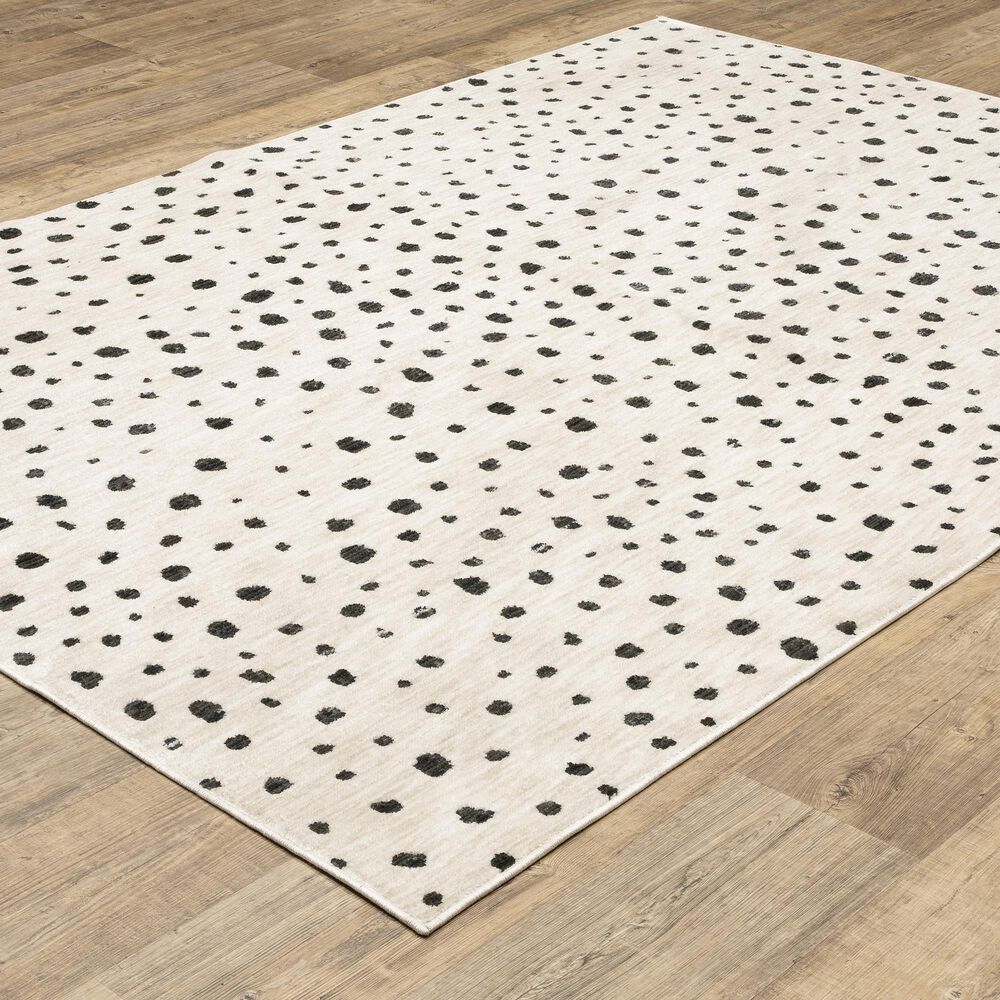 ROW by Oriental Weavers Hunter Polka Dots Beige and Black 3'3" x 5' Area Rug, , large