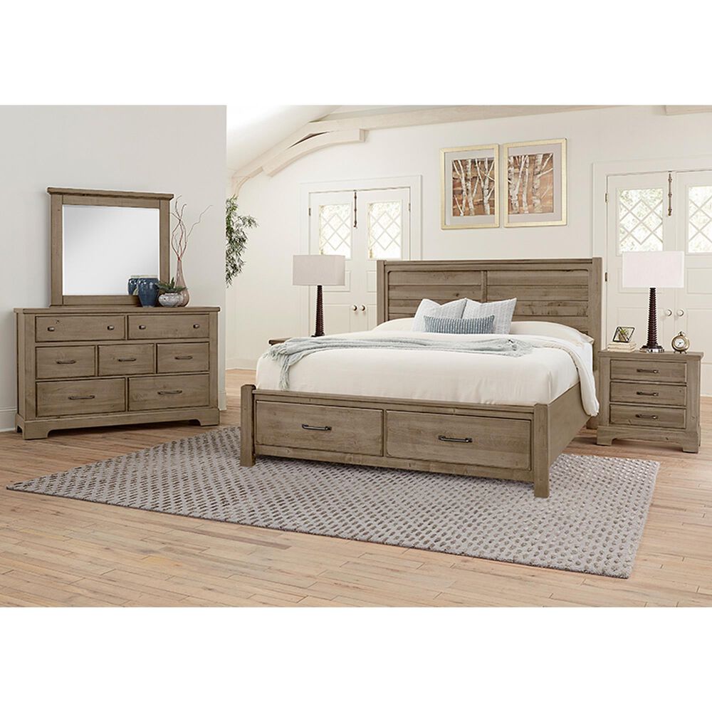 Viceray Collections Cool Rustic Queen Storage Bed in Stone Grey, , large