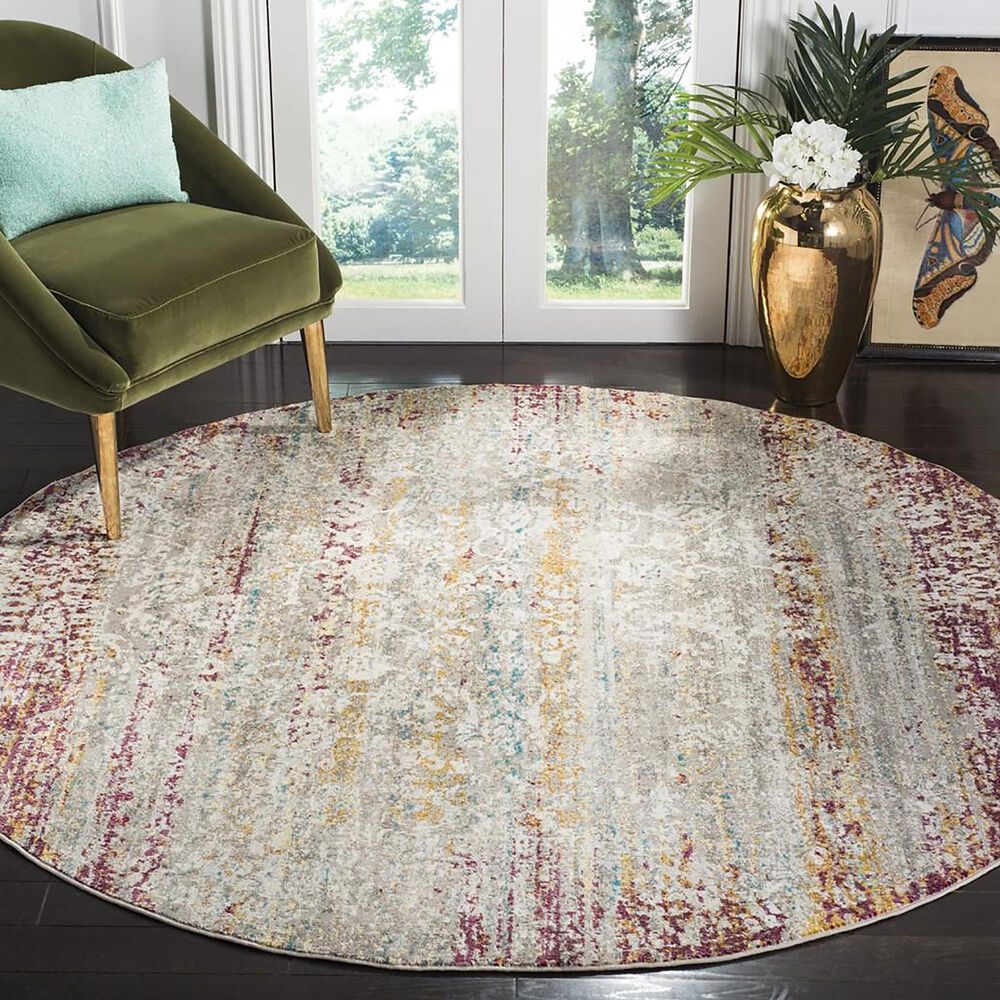 Safavieh Aria ARA156R 6&#39;6&quot; Round Red and Creme Area Rug, , large