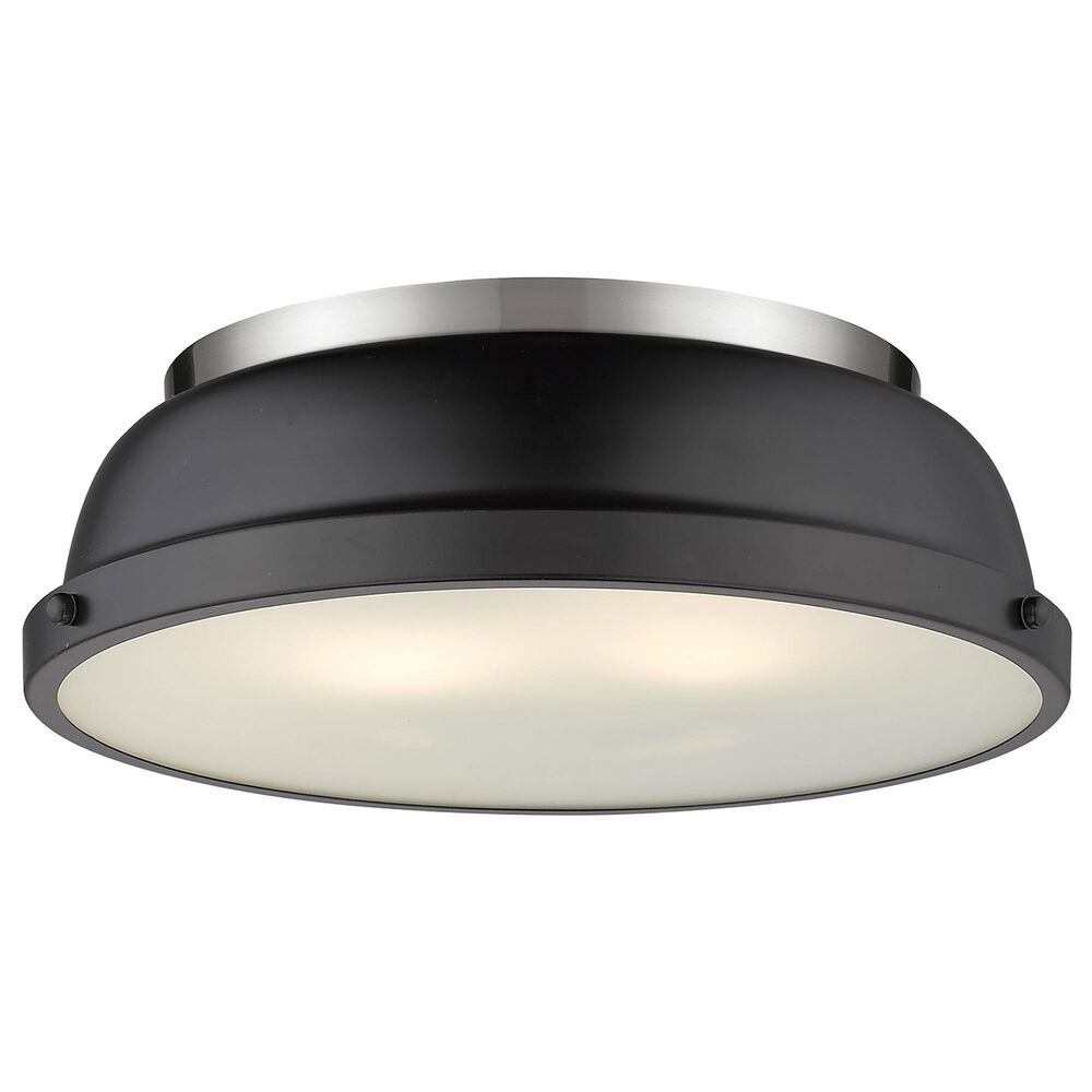 Golden Lighting Duncan 14&quot; Flush Mount in Pewter and Matte Black, , large