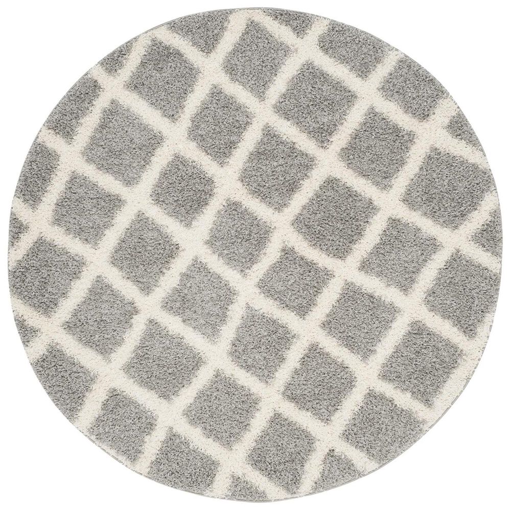Safavieh Dallas Shag SGD258G-6R 6" Round Grey/Ivory Area Rug, , large