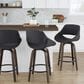 LumiSource Fabrico 26" Swivel Fixed-Height Counter Stool with Charcoal Fabric Upholstery in Black and Glazed Walnut (Set of 2), , large