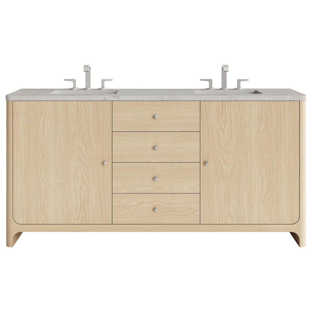 James Martin Vanities Gracyn 72" Double Bathroom Vanity in Coastal Driftwood with 3 cm Victorian Silver Quartz Top, Rectangular Sinks and FreePower Wireless Charger, , large