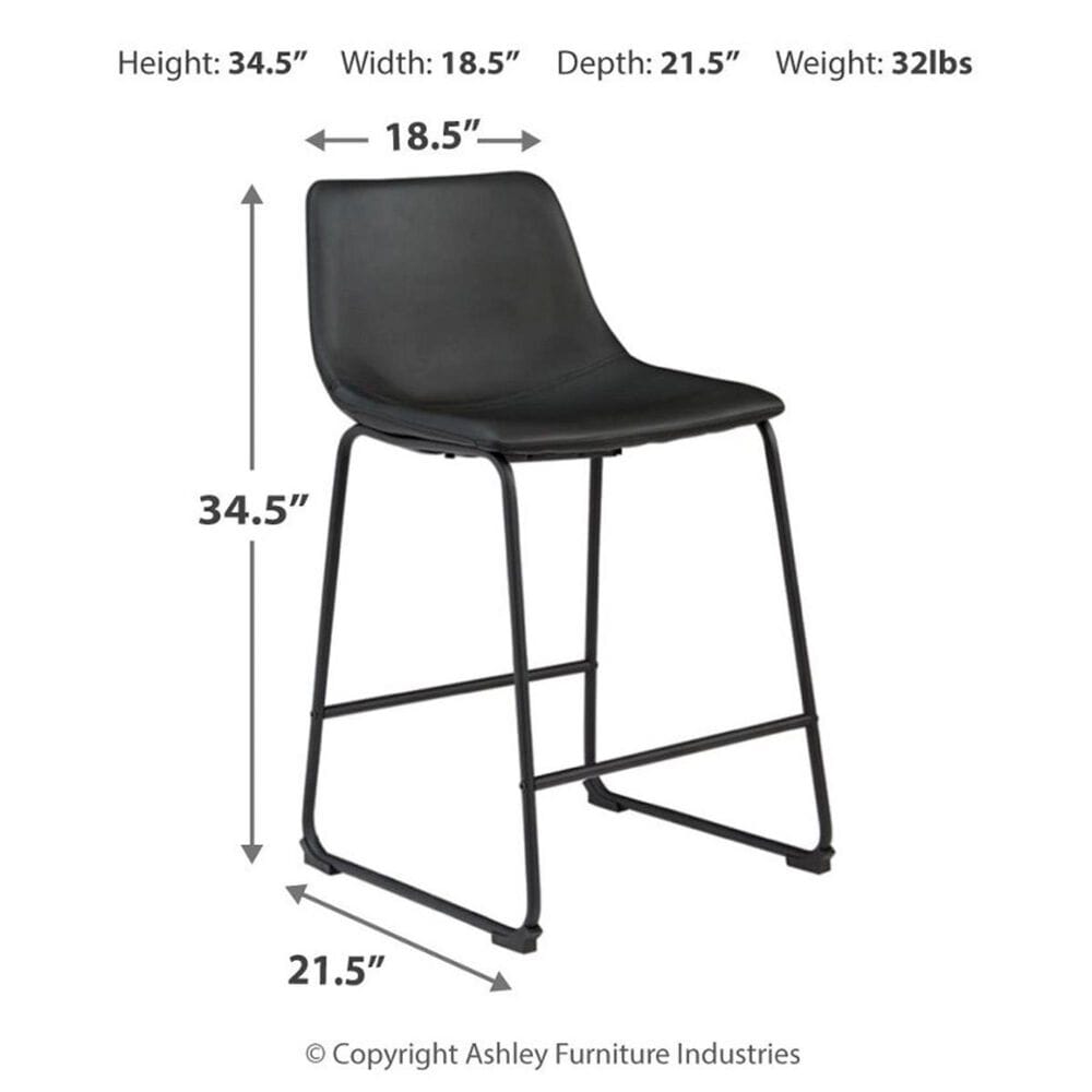 Ashley Centiar 24&quot; Upholstered Counter Stool in Black Faux Leather, , large