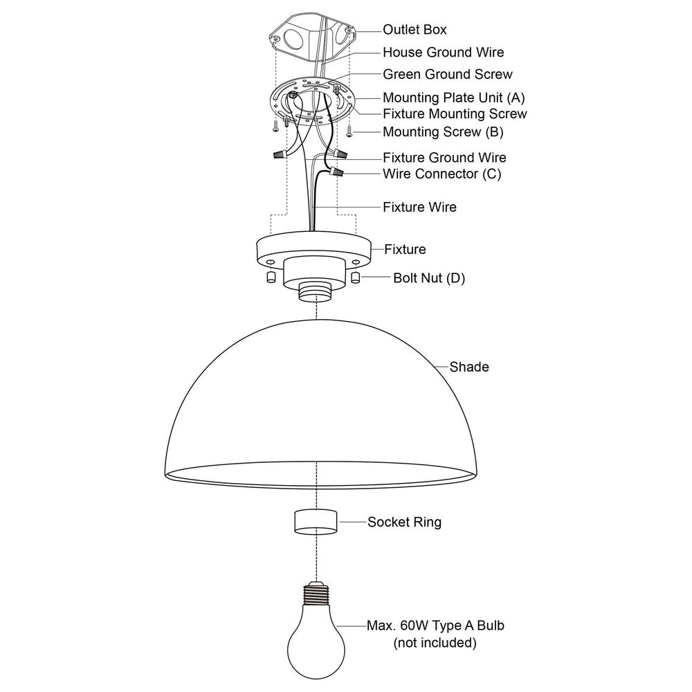 Vaxcel Devon 1-Light Semi Flush Mount in Matte Black and Satin Brass, , large