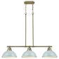 Golden Lighting Duncan 3-Light Pendant with Seafoam Shade in Aged Brass, , large