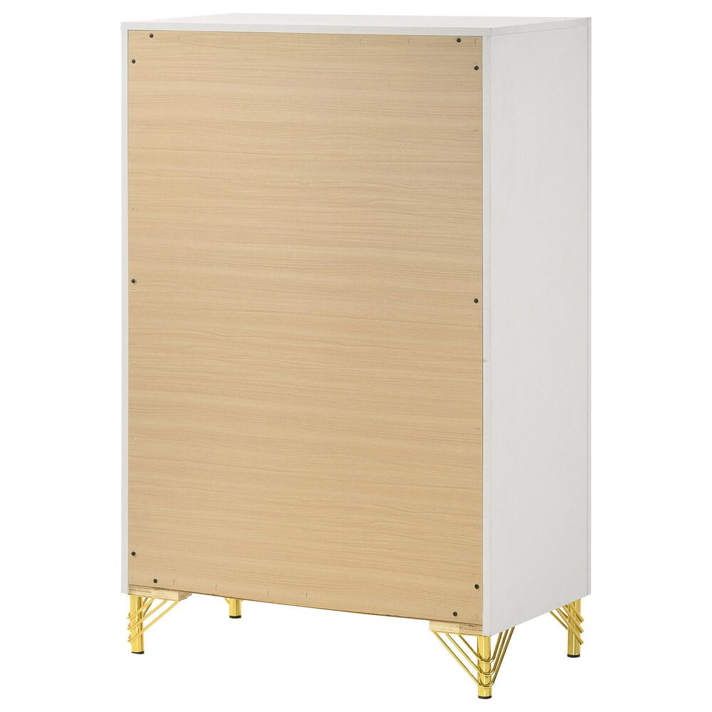 Pacific Landing Lucia 5-Drawer Chest in White and Gold, , large