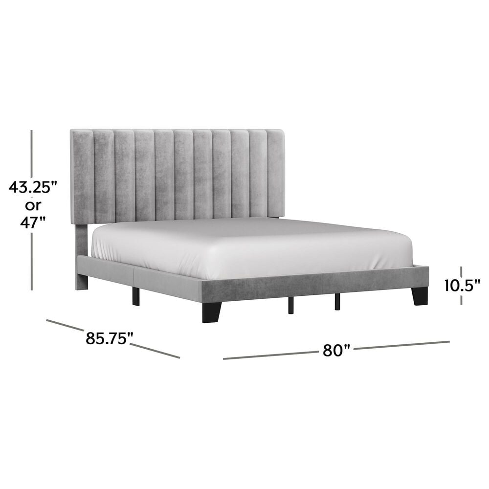 Richlands Furniture Crestone King Upholstered Platform Bed in Gray, , large