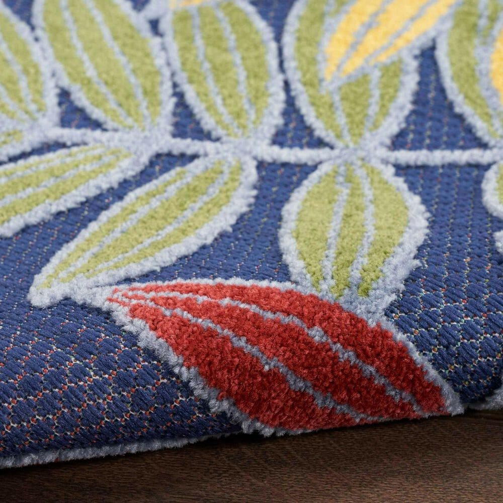 Nourison Aloha ALH18 5&#39;3&quot; Round Navy and Multicolor Indoor/Outdoor Area Rug, , large