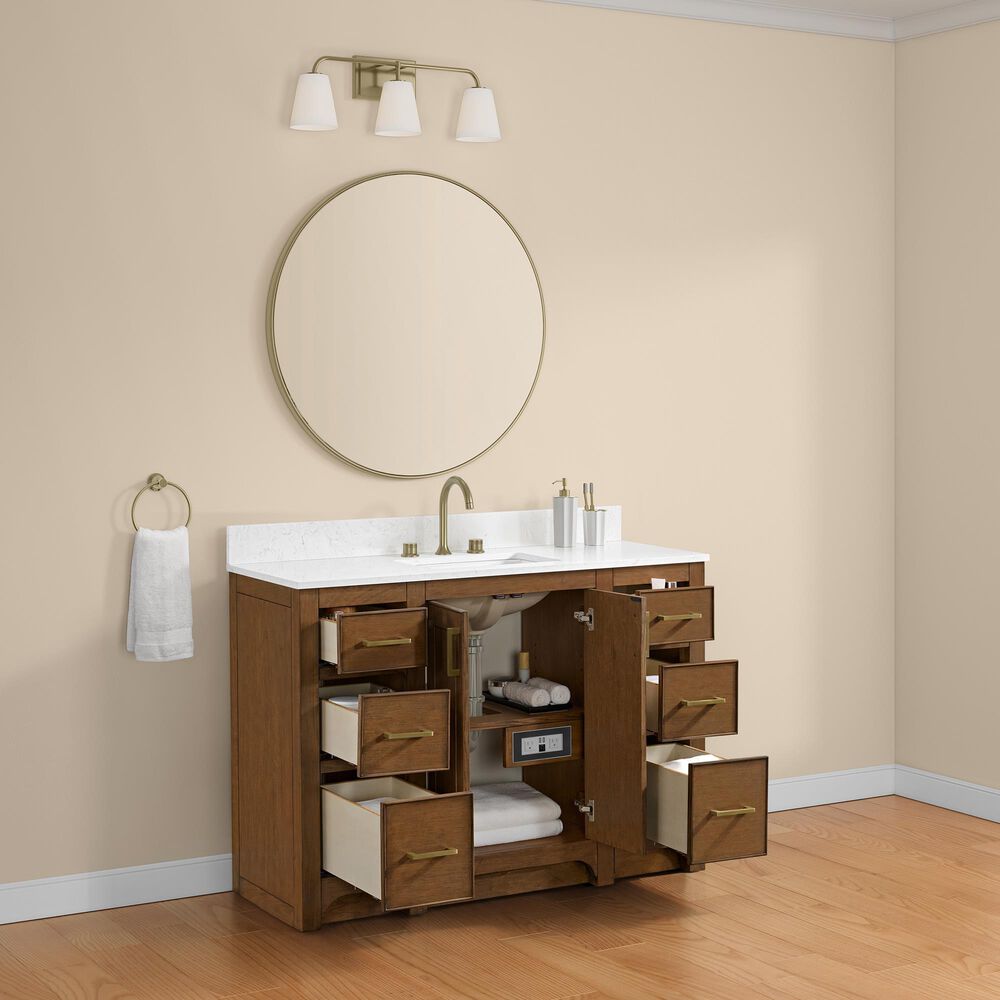 37B Lucerne 48" Single Bathroom Vanity in Dark Maplewood with Marble Top and Backsplash, , large