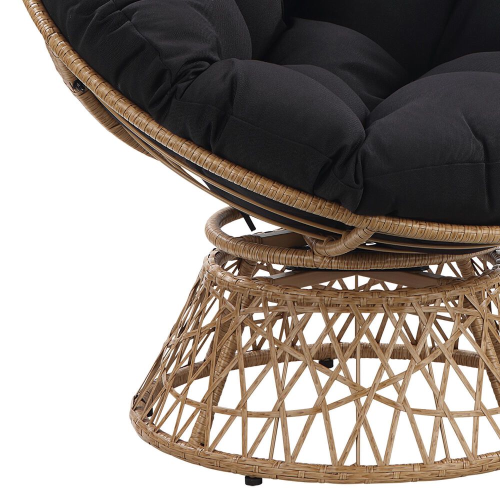 Valor Living Papasan Swivel Chair in Black, , large