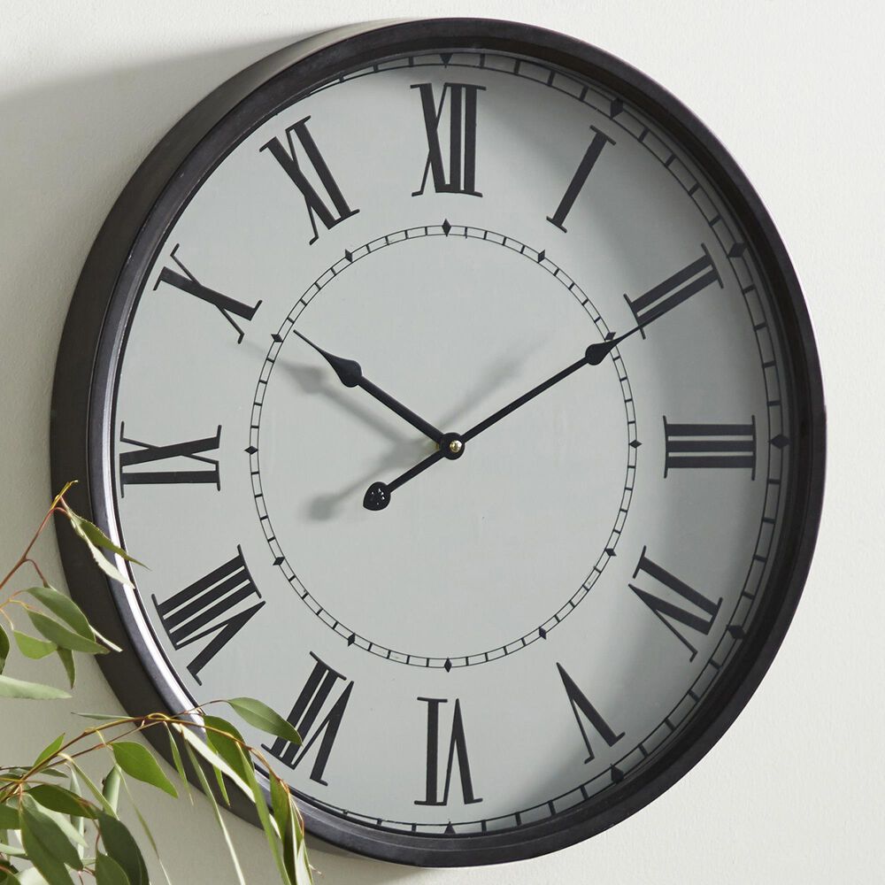 Maple and Jade 20&quot; Wall Clock in Black and White, , large