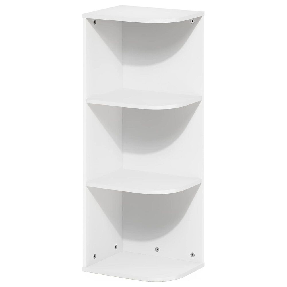 HOMLUX 3-Tier Corner Open Shelf Bookcase in White, , large
