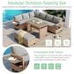 HOMLUX 5-Piece Outdoor Conversation Set with 2 Extendable Side Tables and Brown Rattan in Light Gray, , large