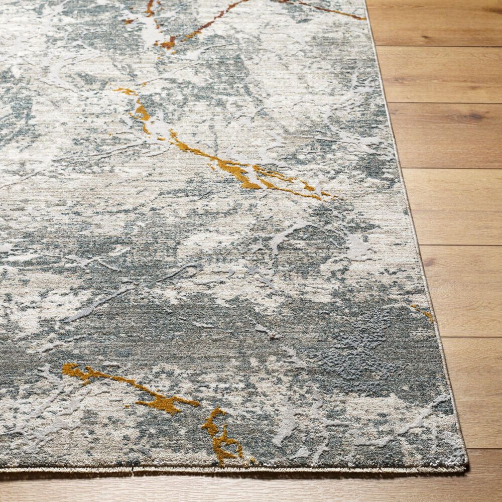 Surya Dresden Medium Gray, White, Gray, Light Slate, Mustard and Rust 2'7" x 7'3" Runner, , large