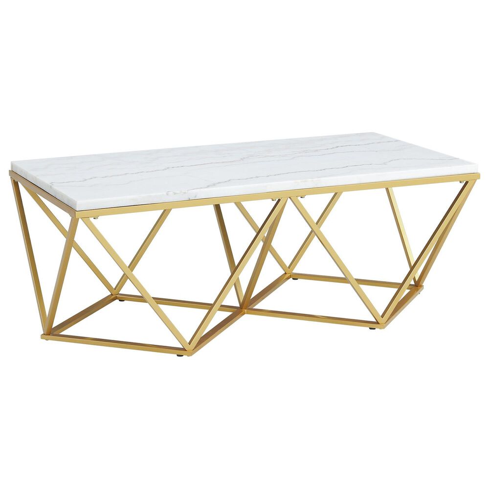 Mayberry Hill Riko Coffee Table in Gold and White, , large