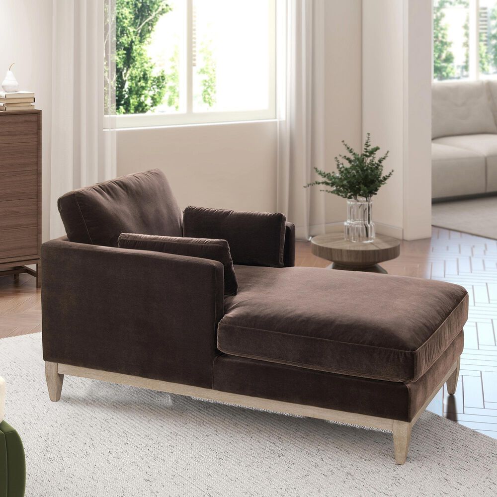 Jennifer Taylor Home Knox Chaise Lounge Chair in Deep Brown Velvet, , large