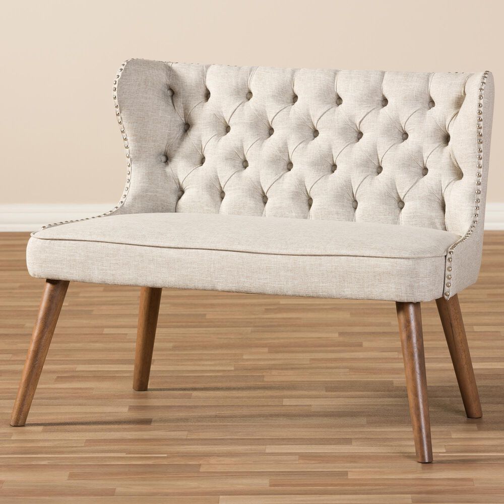 Baxton Studio Scarlett Stationary Loveseat Settee in Light Beige, , large