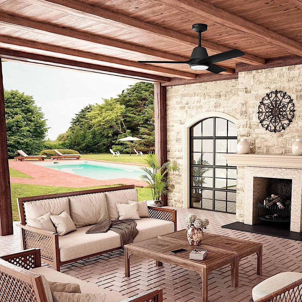 Hunter Aeronaut Outdoor Smart 52&quot; Ceiling Fan with LED Light in Matte Black, , large