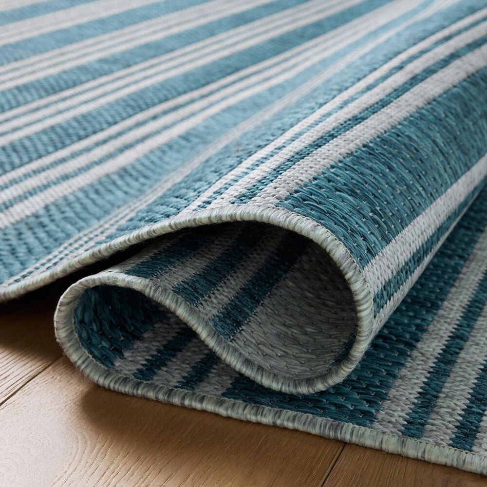 Loloi Easton Teal and Fog 2&#39;3&quot; x 3&#39;9&quot; Indoor/Outdoor Area Rug, , large