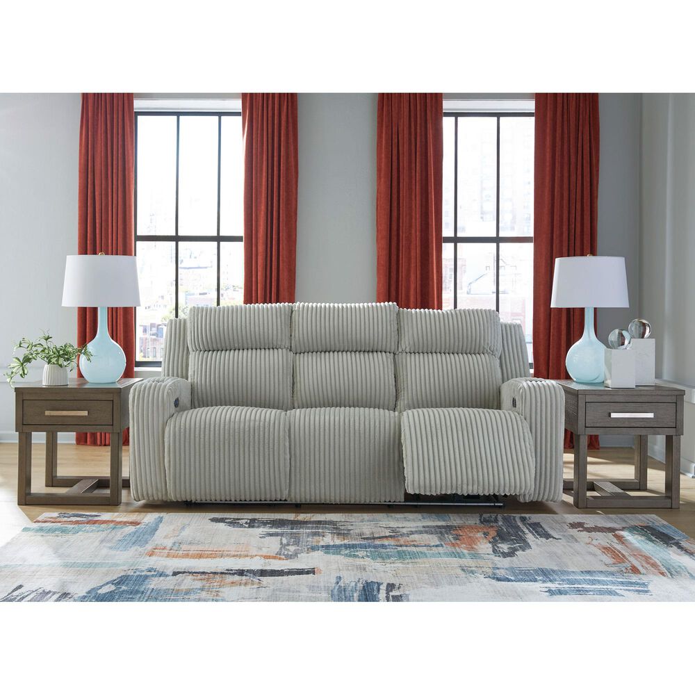 Ashley Forest Lake Power Reclining Sofa with Adjustable Headrest in Alloy Velvet, , large