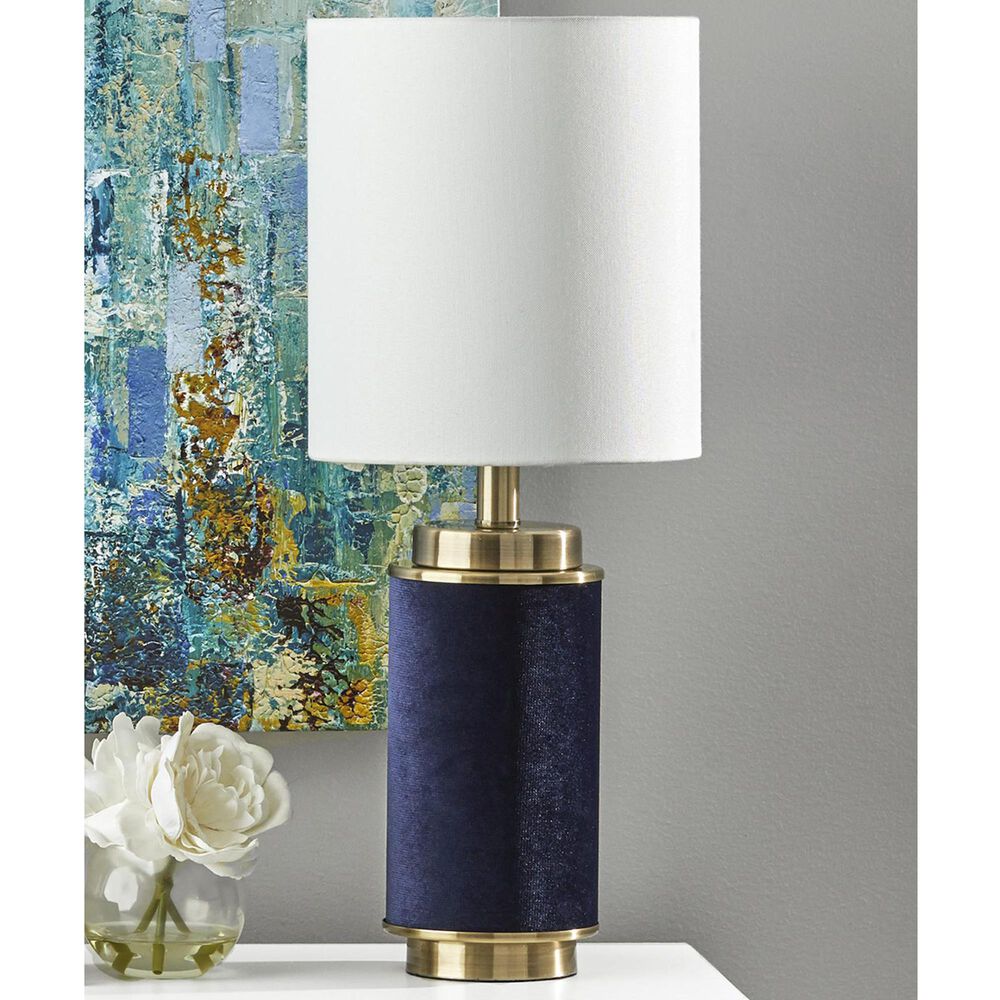 Adesso Marsha Table Lamp in Antique Brass and Navy, , large