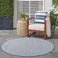 Nourison Courtyard Ivory and Blue 5" Round Indoor/Outdoor Area Rug, , large