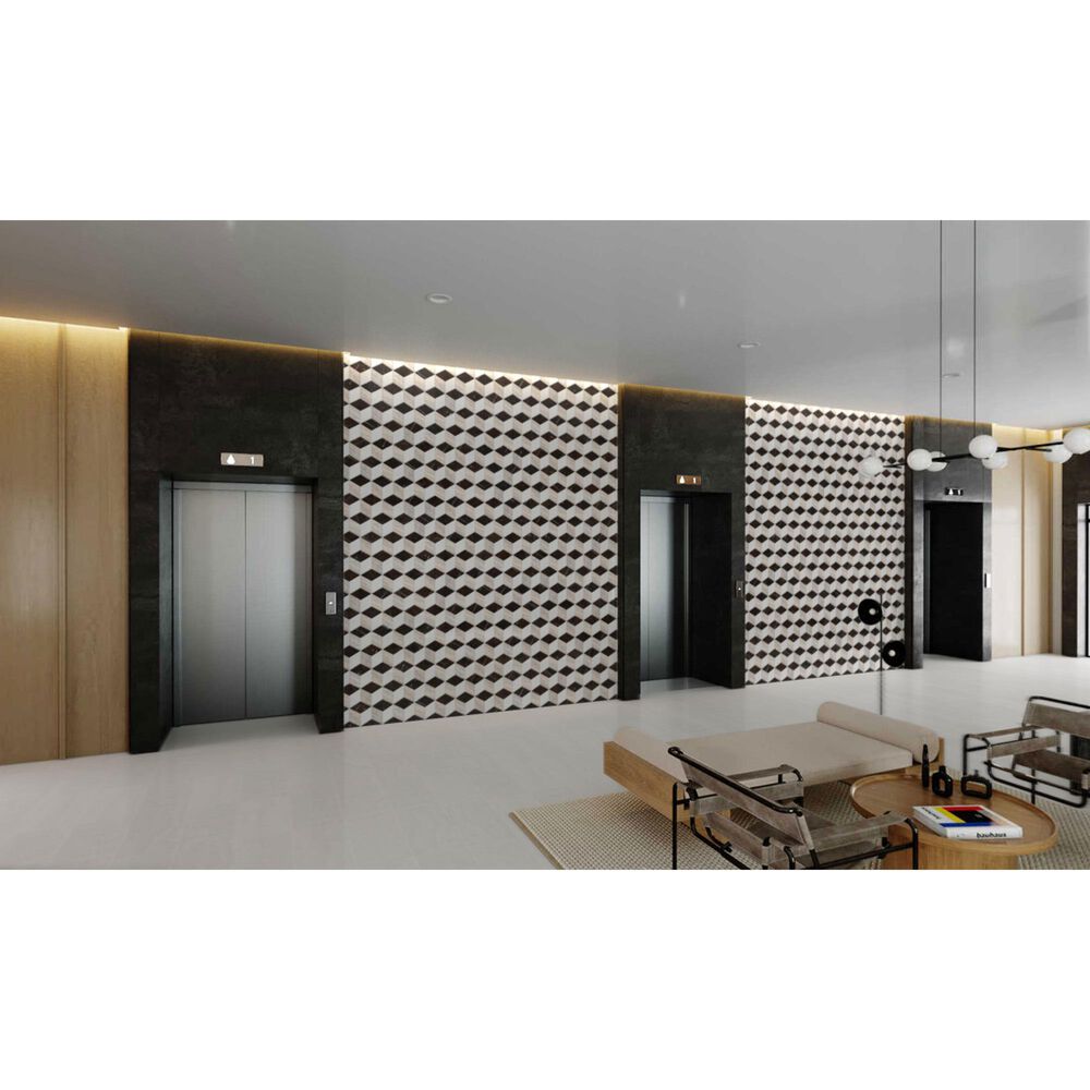 Soho Studio Pari Sabbia Thassos and Brown 8" x 9.21" Marble Mosaic Sheet, , large