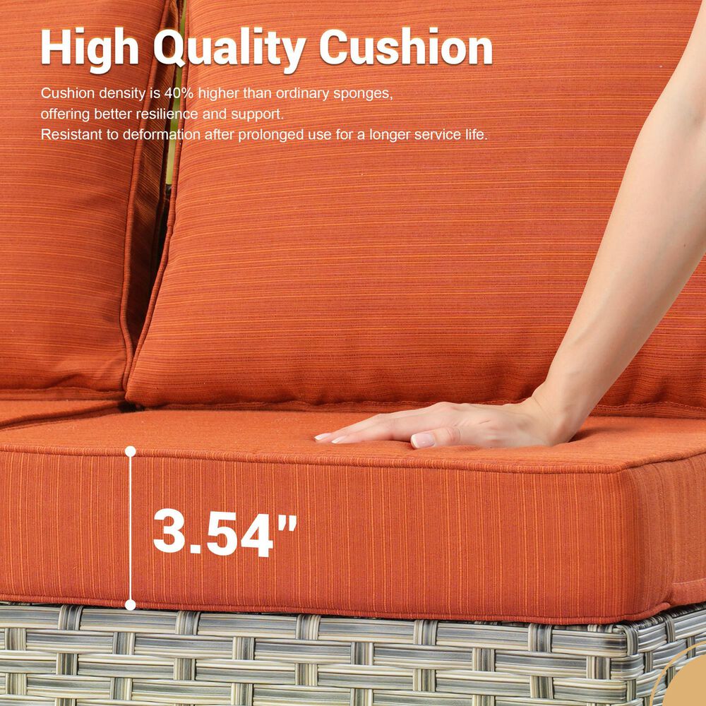 HOMLUX 11-Piece Patio Conversation Set with LED Coffee Table in Orange Red, , large