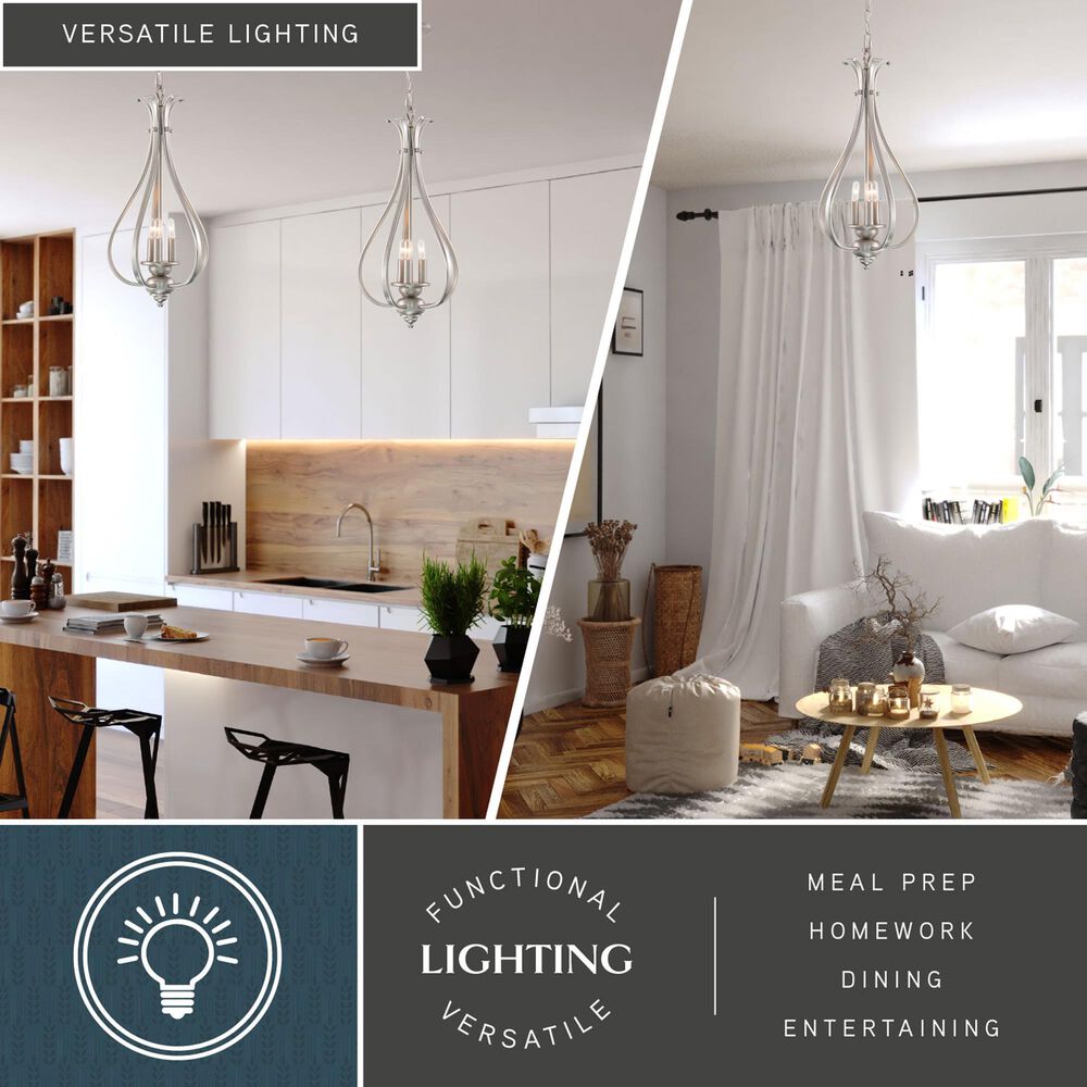 Vaxcel Monrovia 3-Light Pendant in Brushed Nickel, , large