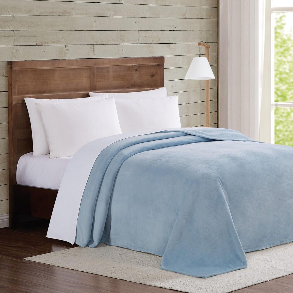 Pem America Truly Soft Velvet Plush Full/Queen Blanket in Light Blue, , large