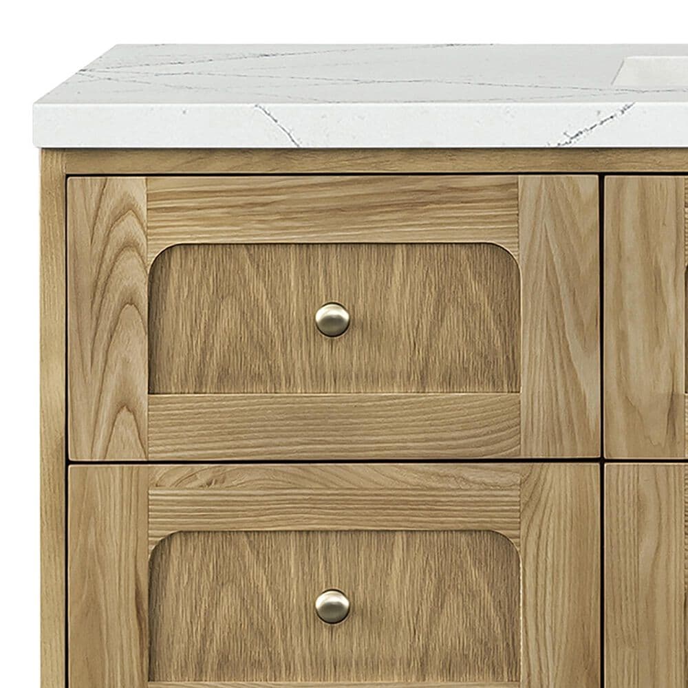 James Martin Vanities Laurent 48&quot; Single Bathroom Vanity in Light Natural Oak with 3 cm Ethereal Noctis Quartz Top and Rectangular Sink, , large