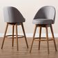 Baxton Studio Carra Swivel Bar Stool with Grey Cushion in Walnut (Set of 2), , large