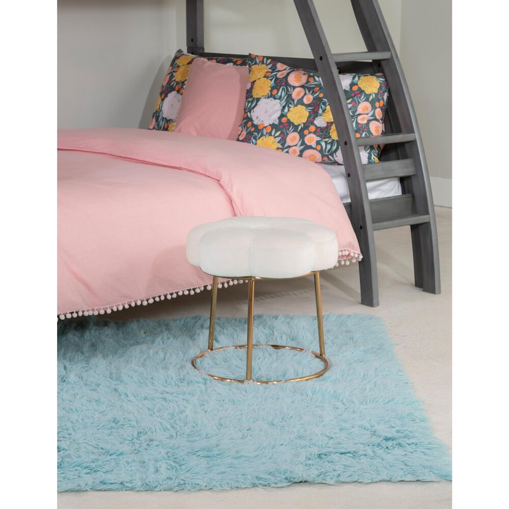 Linon Home Decor Seraphina Vanity Stool with White Cushion in Gold, , large